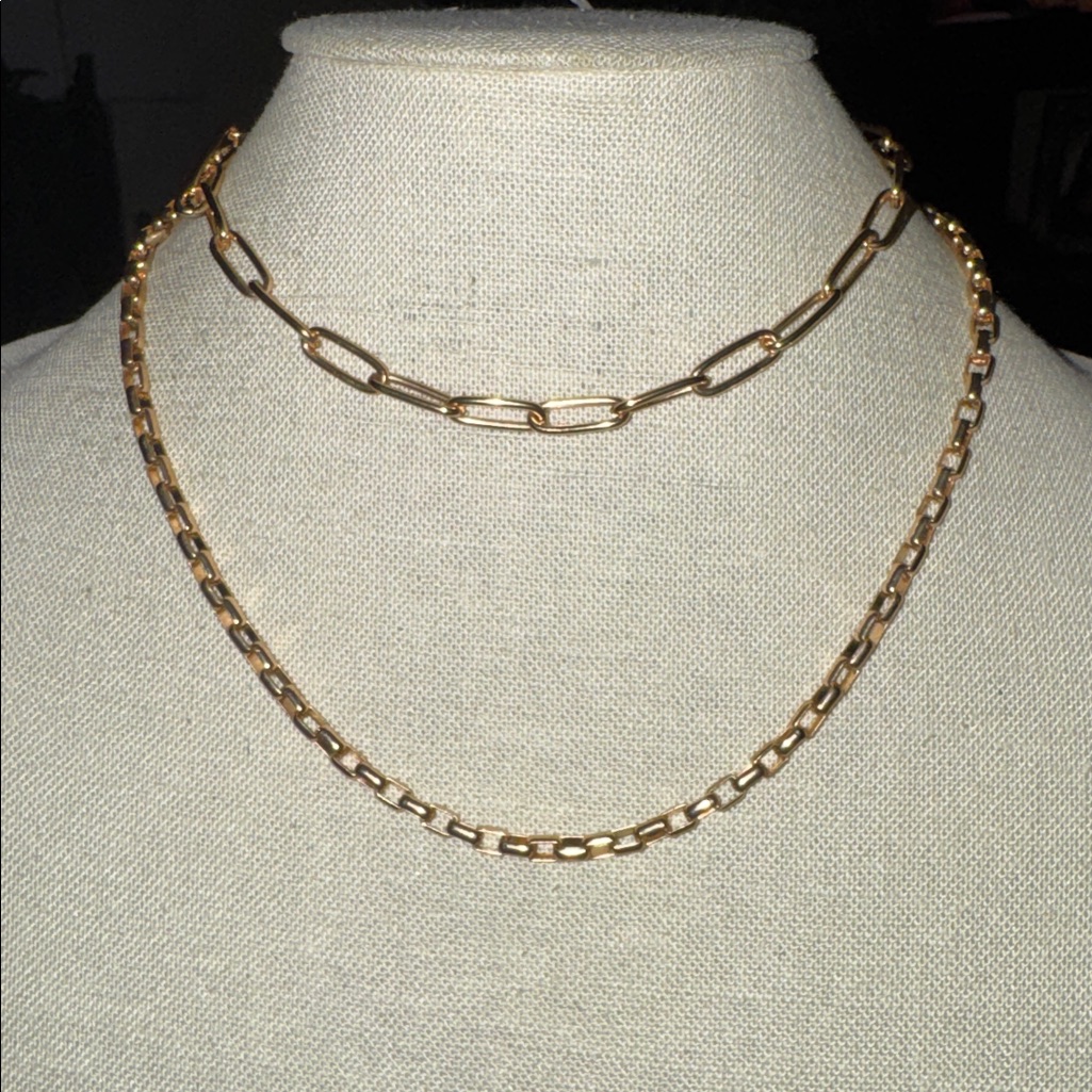 Zad 2 Gold Paperclip Chain Necklaces 35$